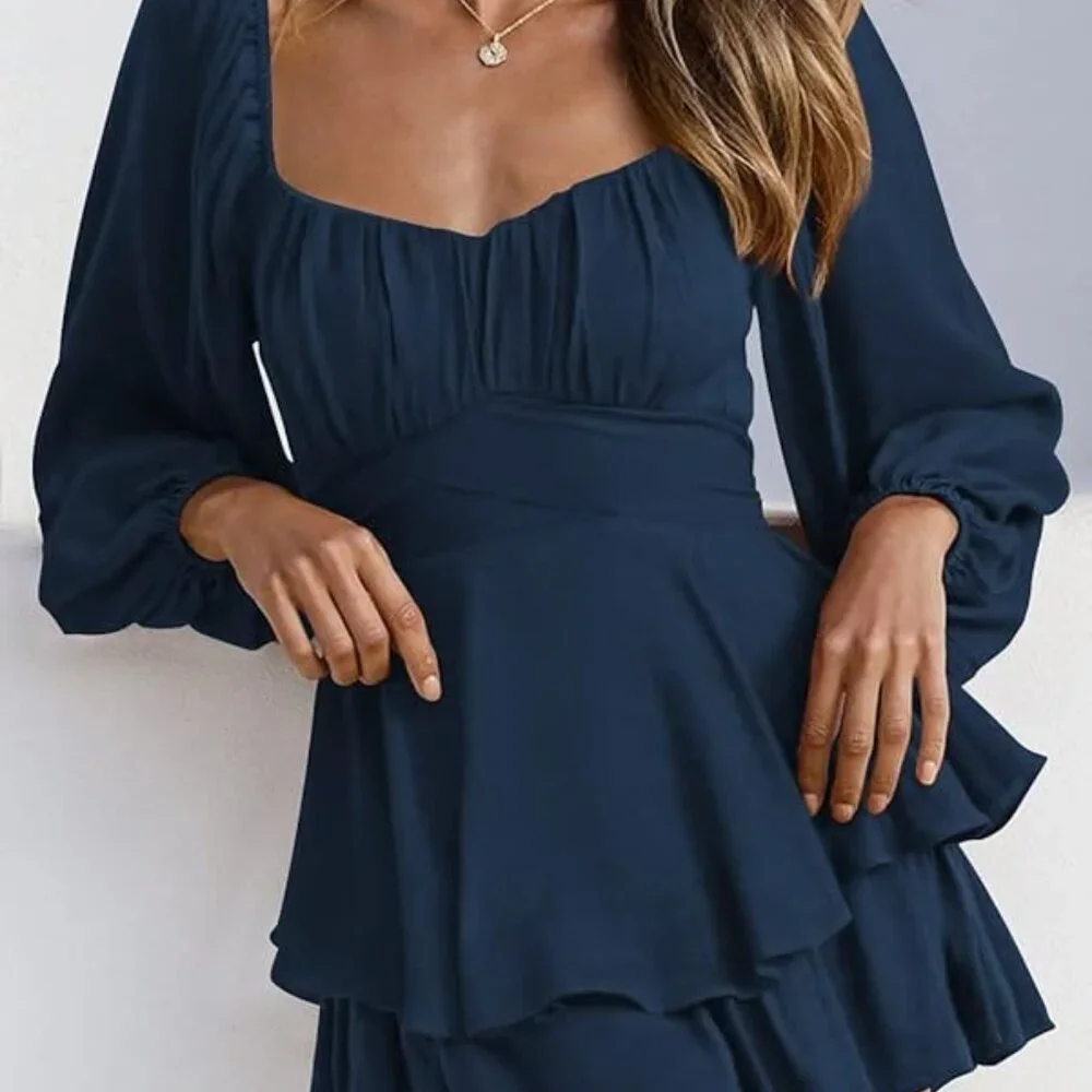 Boho Blue Ruffle Romper - Picture 3 of 5